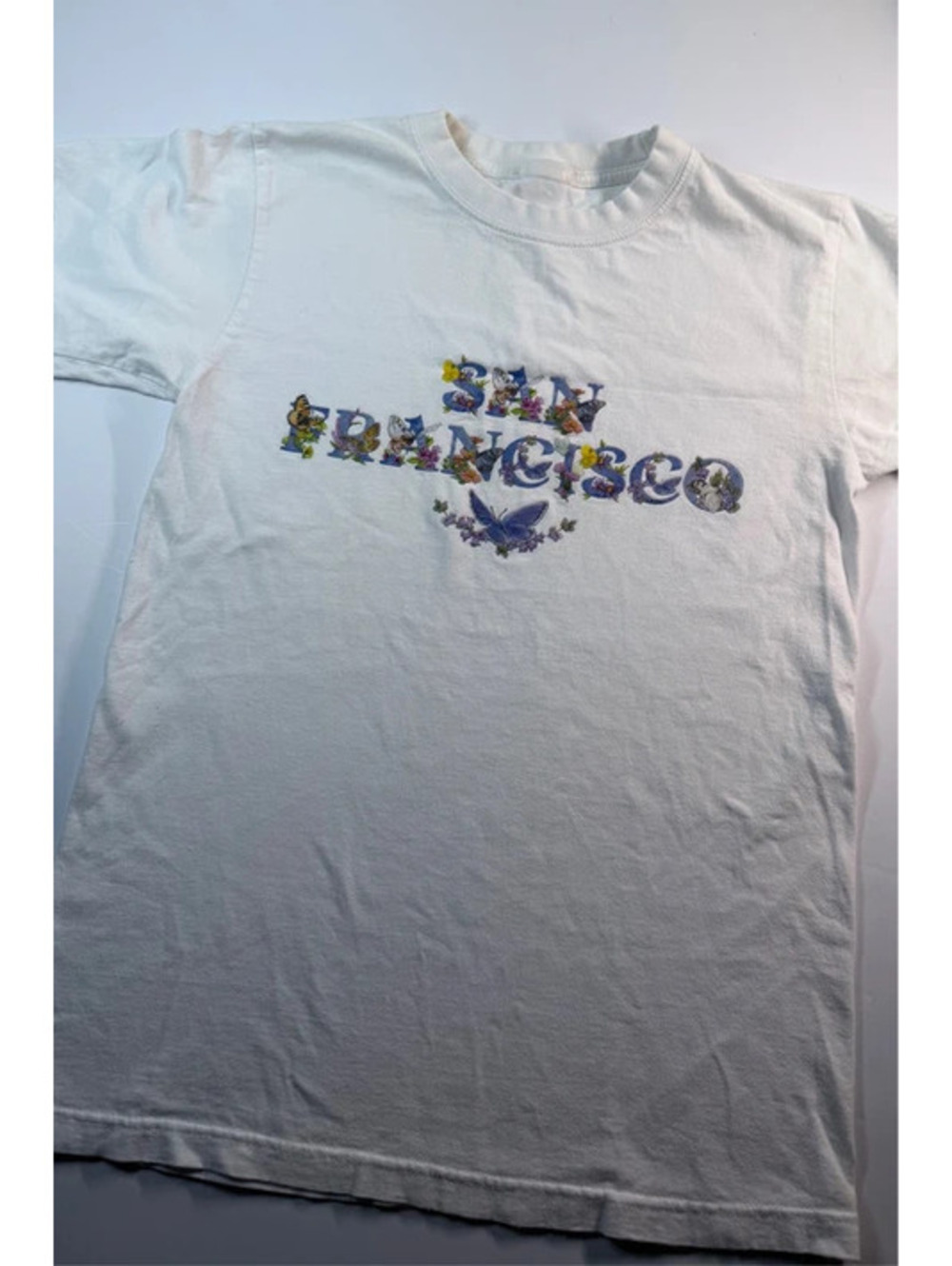 Vintage Y2K San Francisco Floral Butterfly Souvenir T-Shirt Adult Medium